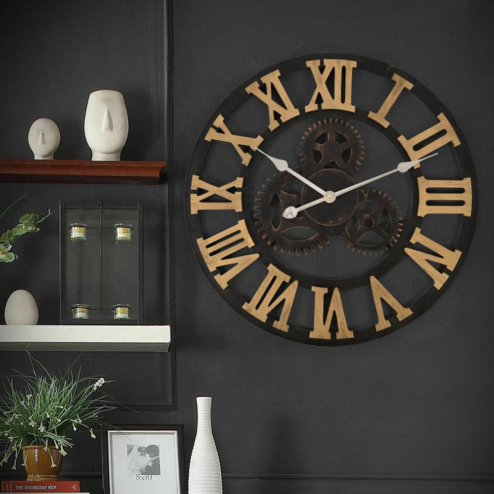Chic Large Art Wall Clock Rustic Iron Metal Vintage Industrial luxury French Big Bedding Australia