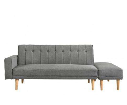 Fabric Sofa Bed with Ottoman - Light Grey Melbournians Furniture