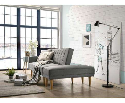 Fabric Sofa Bed with Ottoman - Light Grey Melbournians Furniture