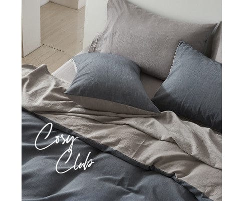 Cosy Club Quilt Cover Cosy Club Quilt Cover Set Cotton Duvet - Dark Grey