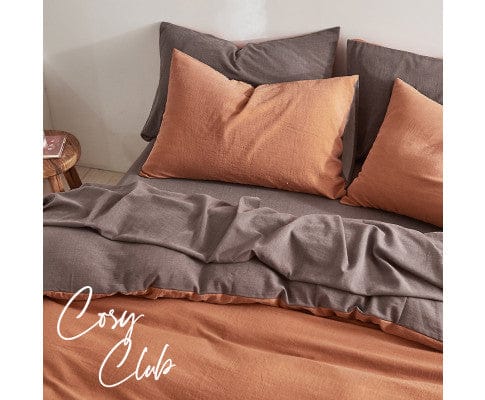 Cosy Club Quilt Cover Cosy Club Quilt Cover Set Cotton Duvet - Orange Brown