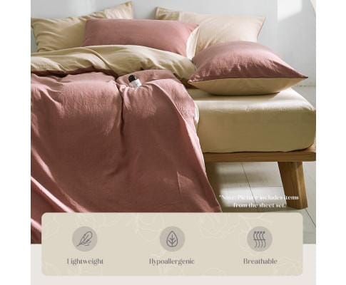 Cosy Club Quilt Cover Cosy Club Quilt Cover Set Cotton Duvet - Red Beige