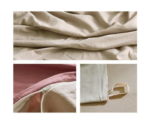 Cosy Club Quilt Cover Cosy Club Quilt Cover Set Cotton Duvet - Red Beige