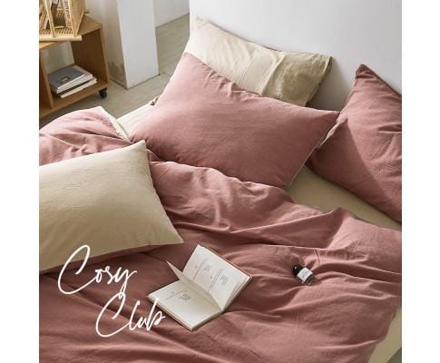 Cosy Club Quilt Cover Cosy Club Quilt Cover Set Cotton Duvet - Red Beige