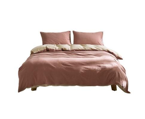 Cosy Club Quilt Cover Cosy Club Quilt Cover Set Cotton Duvet - Red Beige
