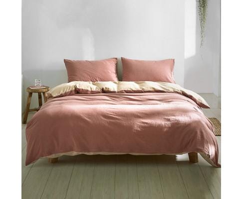 Cosy Club Quilt Cover Cosy Club Quilt Cover Set Cotton Duvet - Red Beige