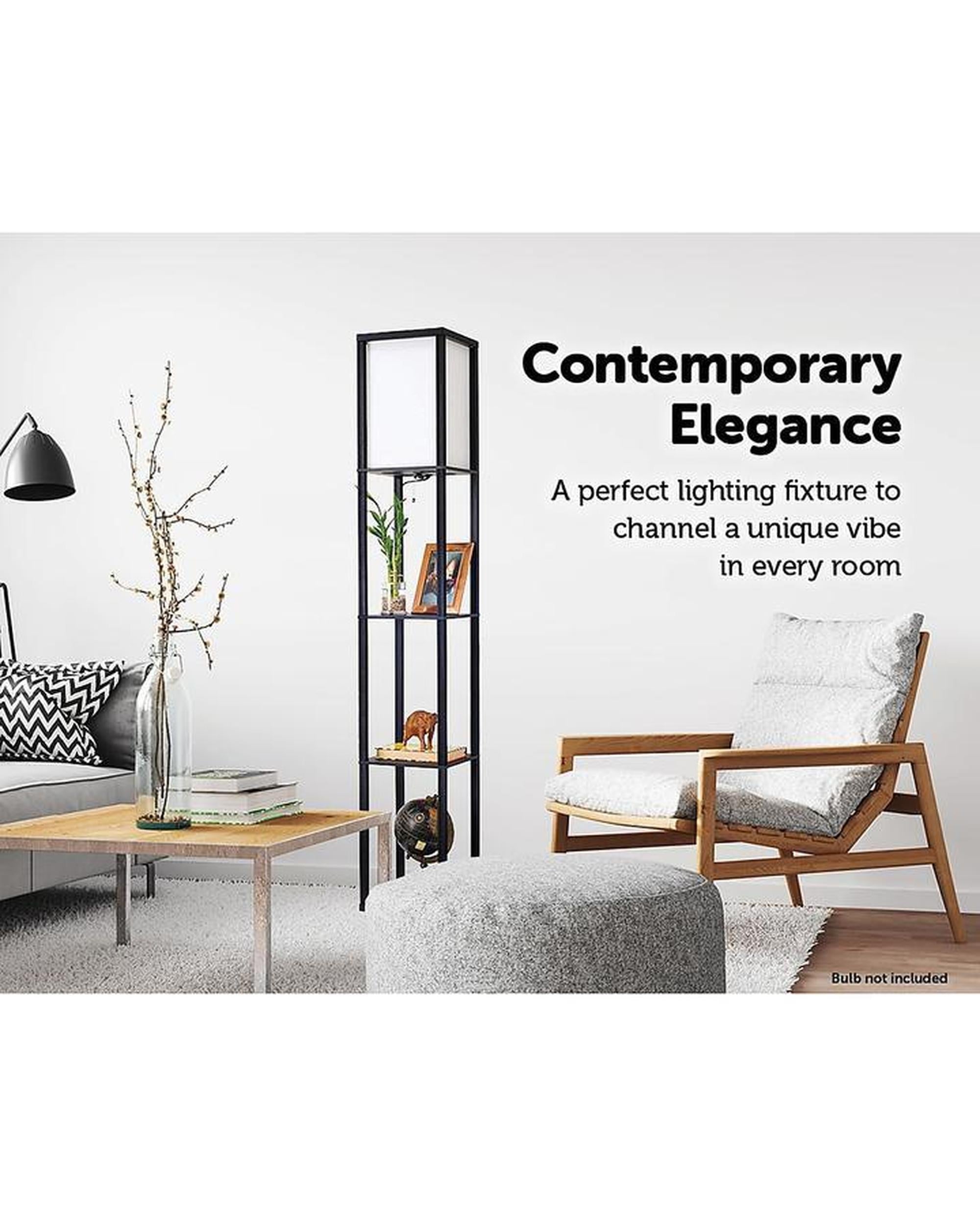 Shelf Floor Lamp - Shade Diffused Light Source with Open-Box Shelves - Type A Palermo