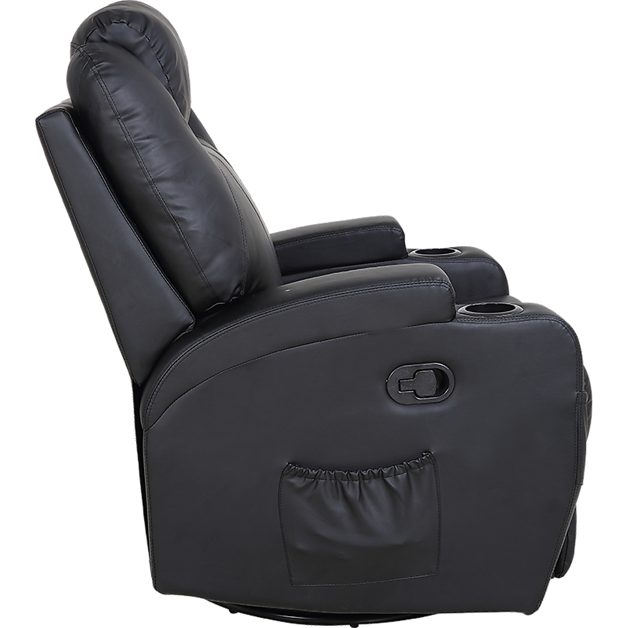 Black Massage Sofa Chair Recliner 360 Degree Swivel PU Leather Lounge 8 Point Heated Big Bedding Australia