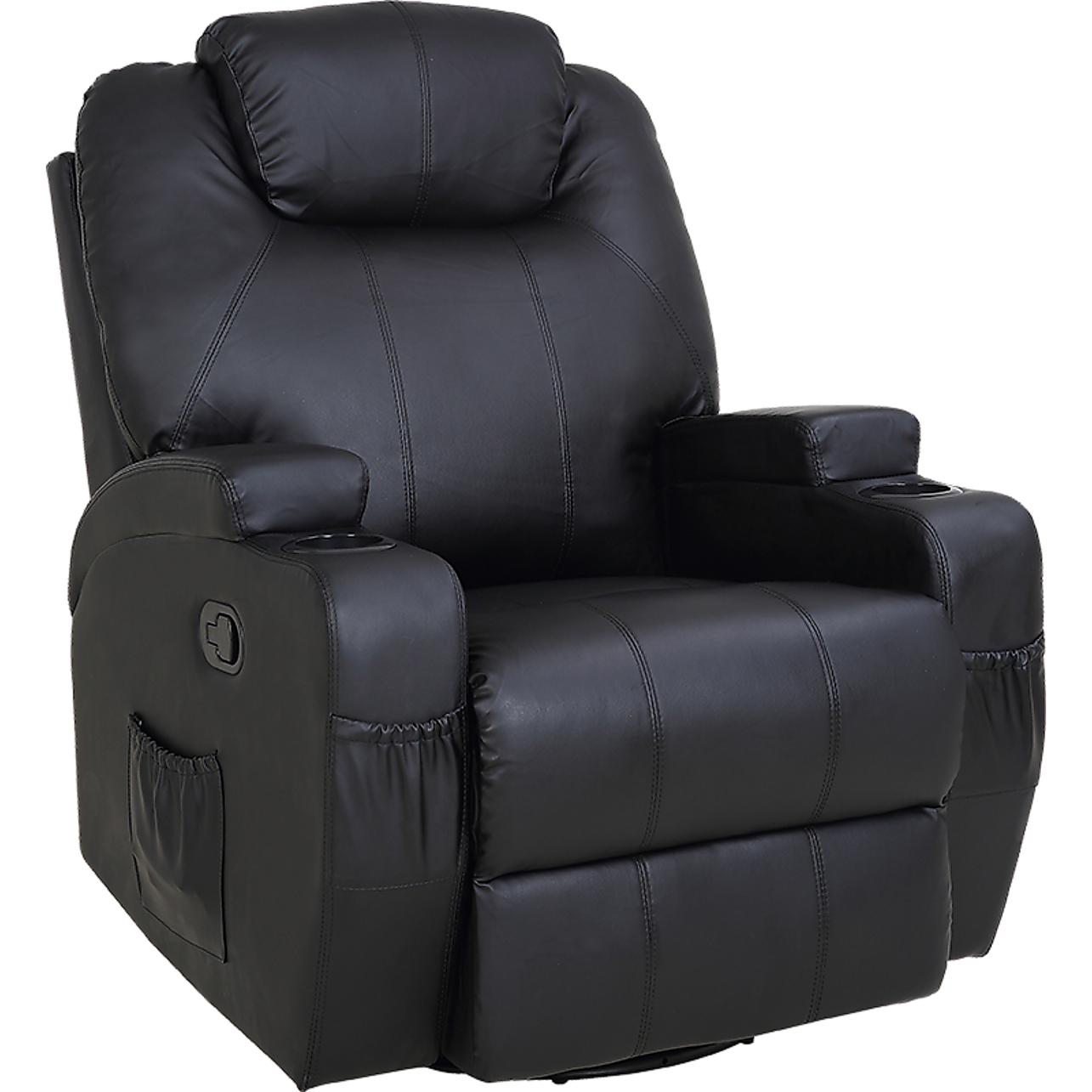 Black Massage Sofa Chair Recliner 360 Degree Swivel PU Leather Lounge 8 Point Heated Big Bedding Australia