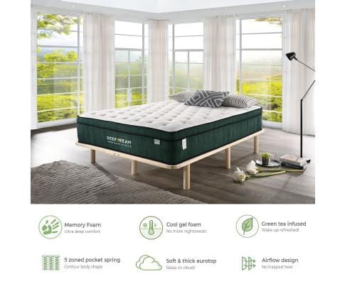 Deep Dream Mattresses Deep Dream Green Tea Cool Gel Memory Foam Mattress 36cm 5 Zone