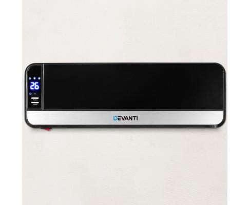 Devanti Heater 2000W Wall Mounted Panel Heater - Black