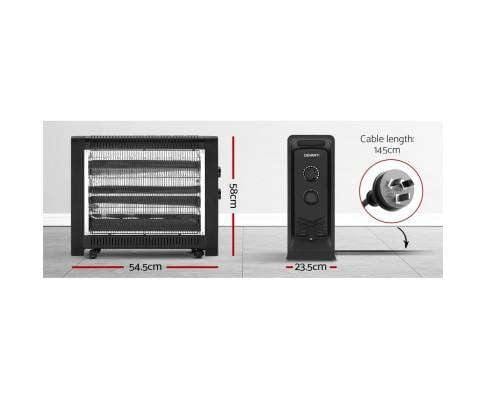 Devanti Heater 2200W Electric Infrared Panel Portable Heater