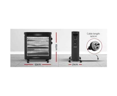 Devanti Heater 2200W Infrared Radiant Portable Electric Heatrt - Black