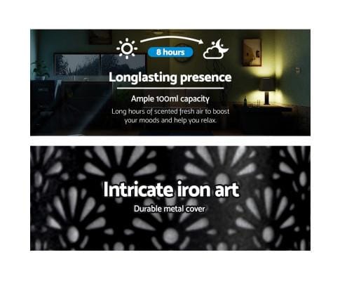 Devanti Diffuser Aroma Diffuser Aromatherapy Essential Oils Metal Cover Ultrasonic Cool Mist 100ml Remote Control Black