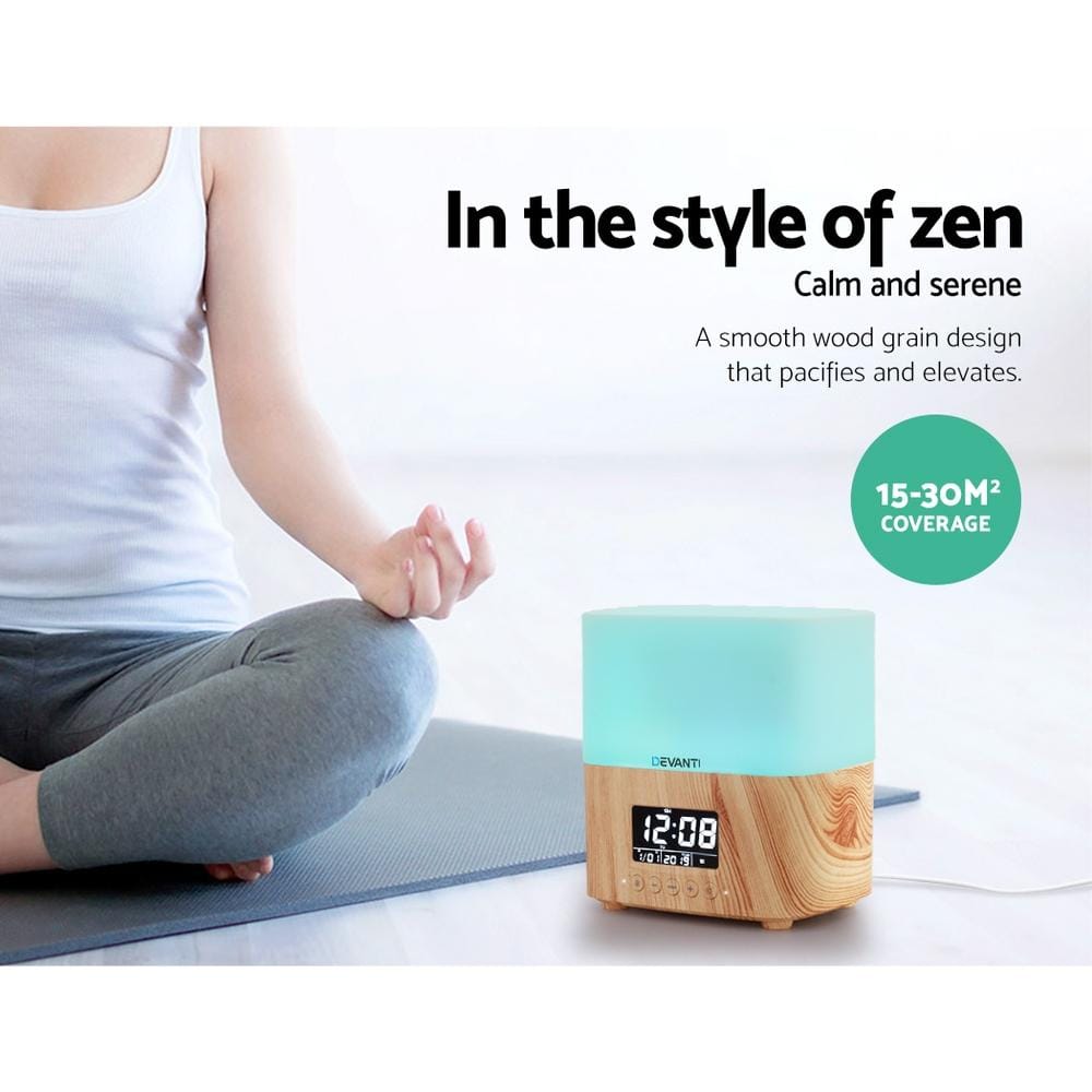 Devanti Diffuser Aroma Diffuser Aromatherapy Humidifier Essential Oil Clock
