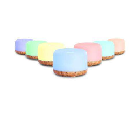 Devanti Diffuser Black Aroma Diffuser Aromatherapy LED Night Light Air Humidifier Purifier Light Wood Grain 500ml