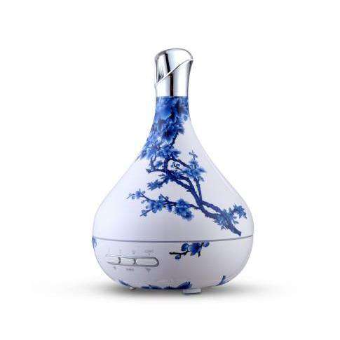 Devanti Diffuser Blue & White Porcelain Aroma Diffuser Aromatherapy LED Night Light Air Humidifier Purifier Blue & White Porcelain Pattern 300ml