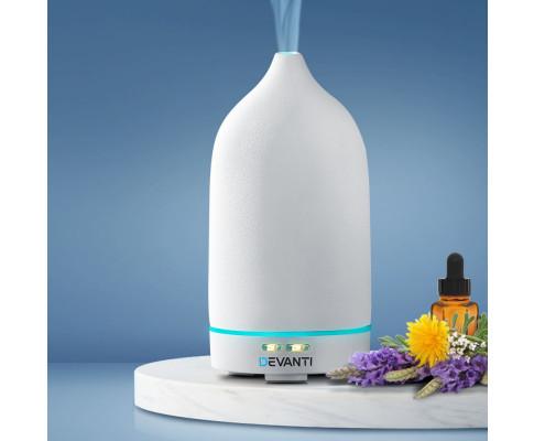 Devanti Diffuser Ceramics Aroma Diffuser Aromatherapy Essential Oil Air Humidifier Ultrasonic Cool Mist White