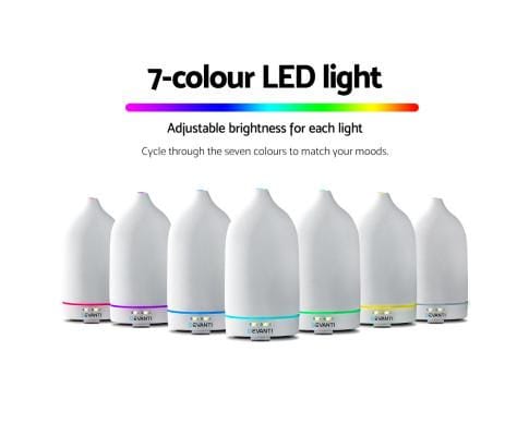 Devanti Diffuser Ceramics Aroma Diffuser Aromatherapy Essential Oil Air Humidifier Ultrasonic Cool Mist White
