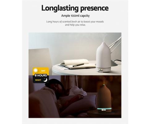 Devanti Diffuser Ceramics Aroma Diffuser Aromatherapy Essential Oil Air Humidifier Ultrasonic Cool Mist White