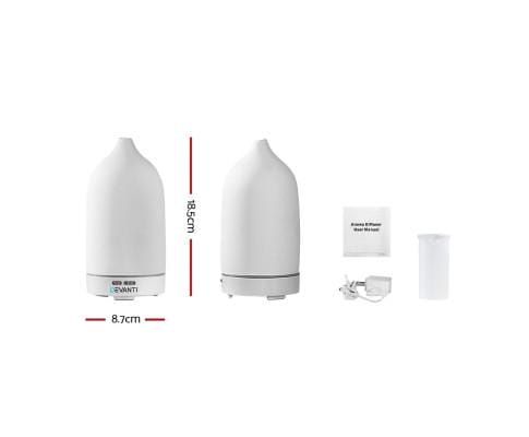 Devanti Diffuser Ceramics Aroma Diffuser Aromatherapy Essential Oil Air Humidifier Ultrasonic Cool Mist White