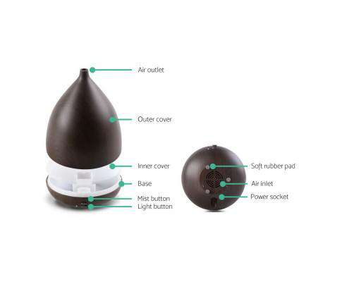 Devanti Diffuser Darkwood Aroma Diffuser Air Humidifier Dark Wood 300ml