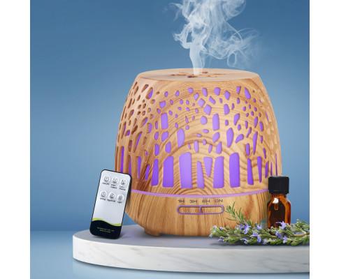 Devanti Diffuser Light Wood Aroma Diffuser Aromatherapy Humidifier Essential Oil Ultrasonic Cool Mist Wood Grain Remote Control 400ml
