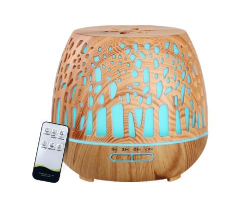 Devanti Diffuser Light Wood Aroma Diffuser Aromatherapy Humidifier Essential Oil Ultrasonic Cool Mist Wood Grain Remote Control 400ml
