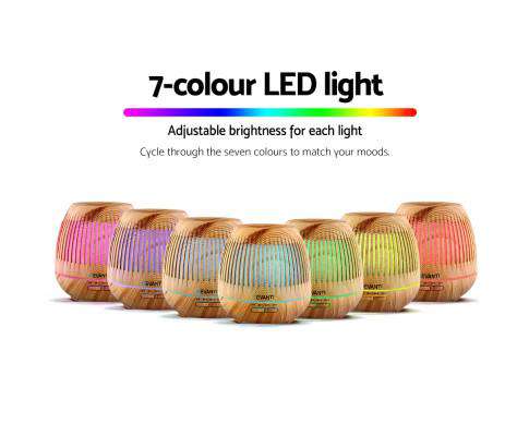 Devanti Diffuser Light Wood Aromatherapy Diffuser Aroma Essential Oils Air Humidifier LED Light 400ml