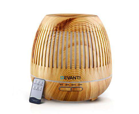 Devanti Diffuser Light Wood Aromatherapy Diffuser Aroma Essential Oils Air Humidifier LED Light 400ml