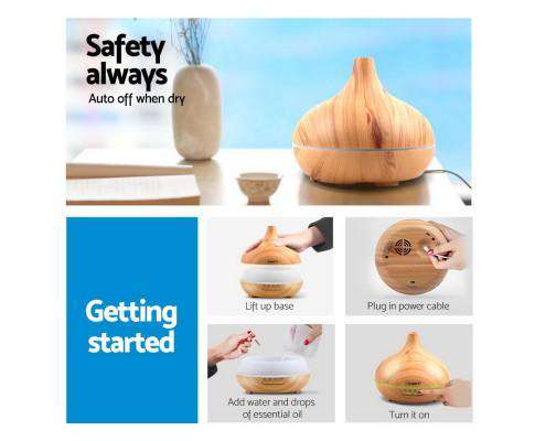 Devanti Diffuser Lightwood 300ml 4 in 1 Aroma Diffuser - Light Wood