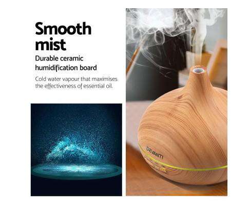 Devanti Diffuser Lightwood 300ml 4 in 1 Aroma Diffuser - Light Wood
