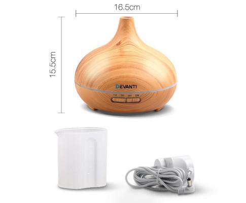 Devanti Diffuser Lightwood 300ml 4 in 1 Aroma Diffuser - Light Wood