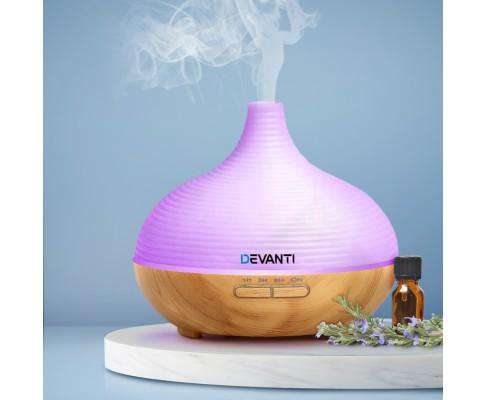 Devanti Diffuser Lightwood Aroma Diffuser Air Humidifier Night Light 300ml