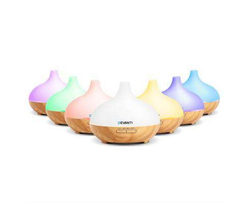 Devanti Diffuser Lightwood Aroma Diffuser Air Humidifier Night Light 300ml