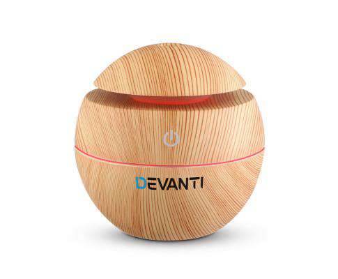 Devanti Diffuser Lightwood Aromatherapy Diffuser Aroma Essential Oils Air Humidifier LED Light 130ml