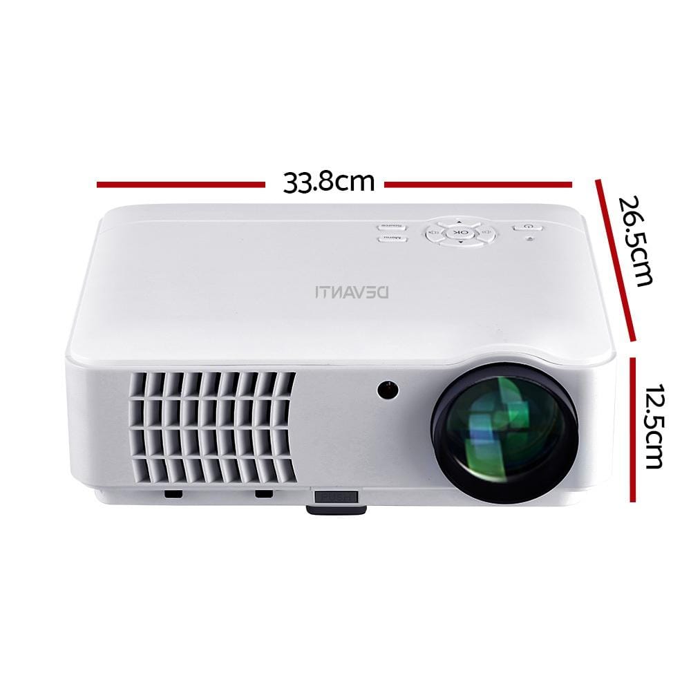 Devanti Projectors Mini Video Projector Portable HD 1080P 2500 Lumens Home Theater USB VGA