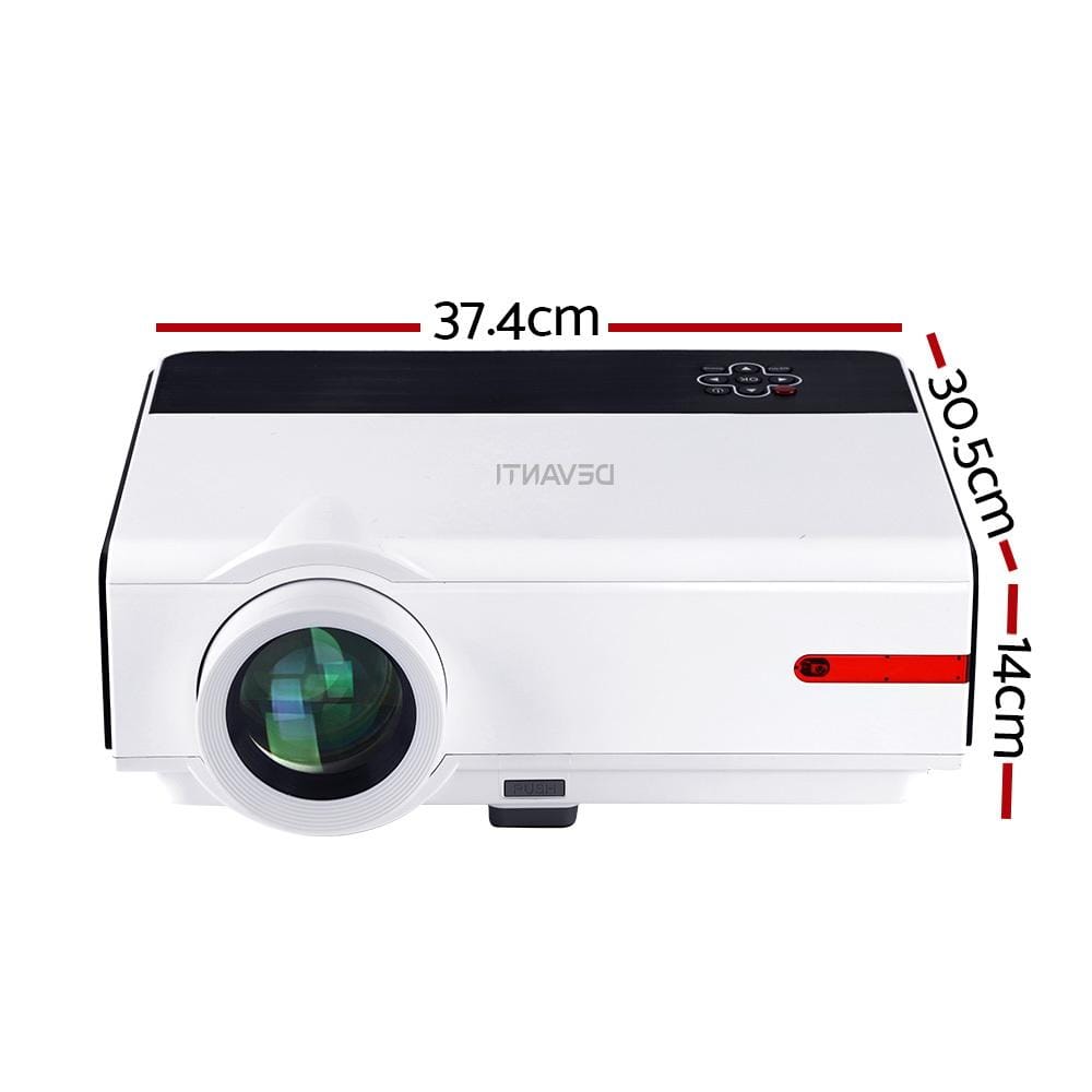 Devanti Projectors Mini Video Projector Portable HD 1080P 3200 Lumens Home USB VGA HDMI