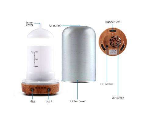 Devanti Diffuser Multi Colour Aromatherapy Diffuser Aroma Humidifier Ultrasonic 3D Light Essential Oil
