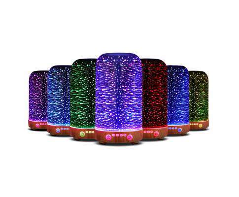 Devanti Diffuser Multi Colour Aromatherapy Diffuser Aroma Humidifier Ultrasonic 3D Light Essential Oil