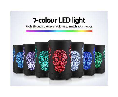 Devanti Diffuser Skull Print Ultraconic Aromatherapy Diffuser Aroma Oil Air Humidifier Halloween
