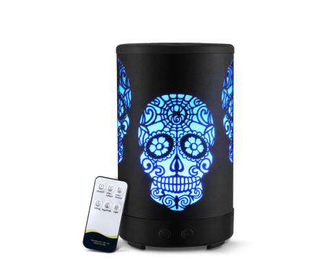Devanti Diffuser Skull Print Ultraconic Aromatherapy Diffuser Aroma Oil Air Humidifier Halloween