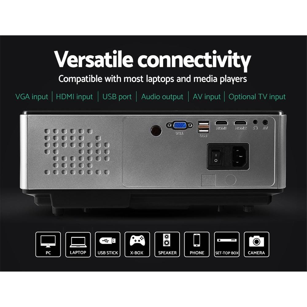 Devanti Projectors Video Projector Wifi USB Portable 4000 Lumens HD 1080P Home Theater Black