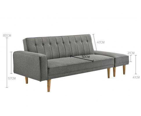 Fabric Sofa Bed with Ottoman - Light Grey Melbournians Furniture