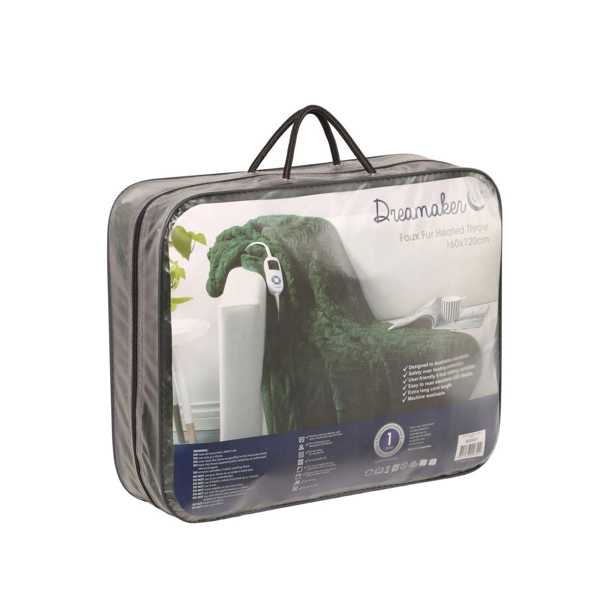Dreamaker Electric Blanket Dreamaker Faux Fur Heated Throw Eden Green