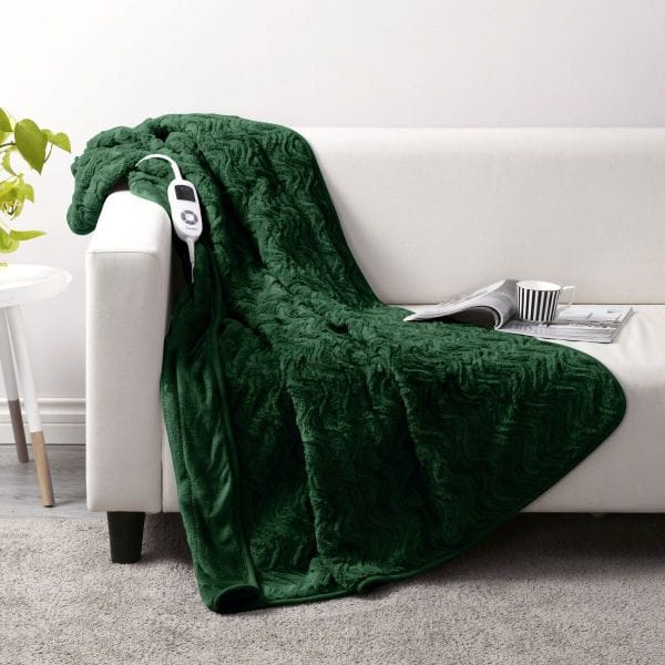 Dreamaker Electric Blanket Dreamaker Faux Fur Heated Throw Eden Green