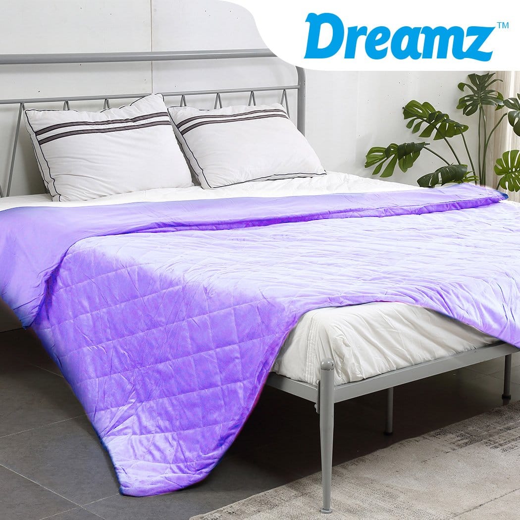 Dreamz Weighted Blanket 121x91cm Anti Anxiety Weighted Blanket Blankets Bamboo Cover Only Purple