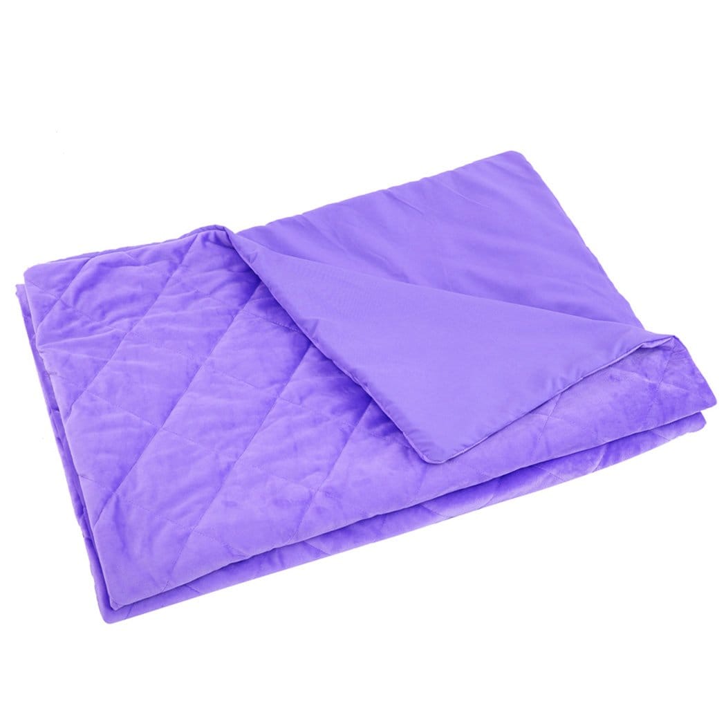 Dreamz Weighted Blanket 121x91cm Anti Anxiety Weighted Blanket Blankets Bamboo Cover Only Purple