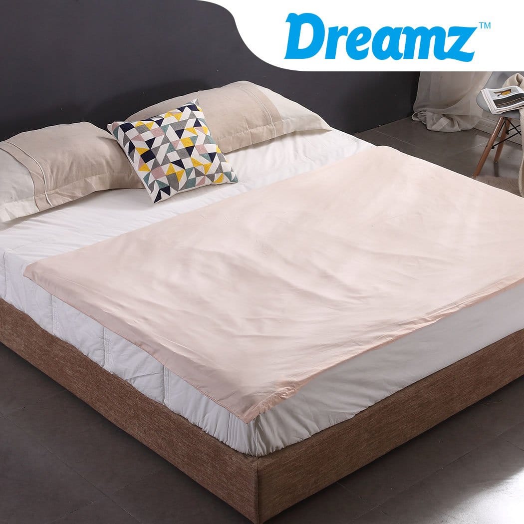 Dreamz Weighted Blanket 121x92cm Cotton Anti Anxiety Weighted Blanket Cover Protector Beige