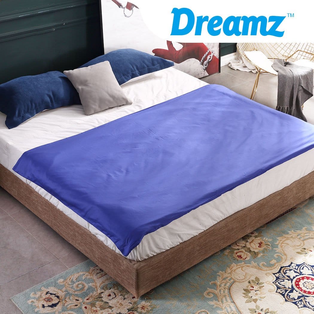 Dreamz Weighted Blanket 121x92cm Cotton Anti Anxiety Weighted Blanket Cover Protector Blue